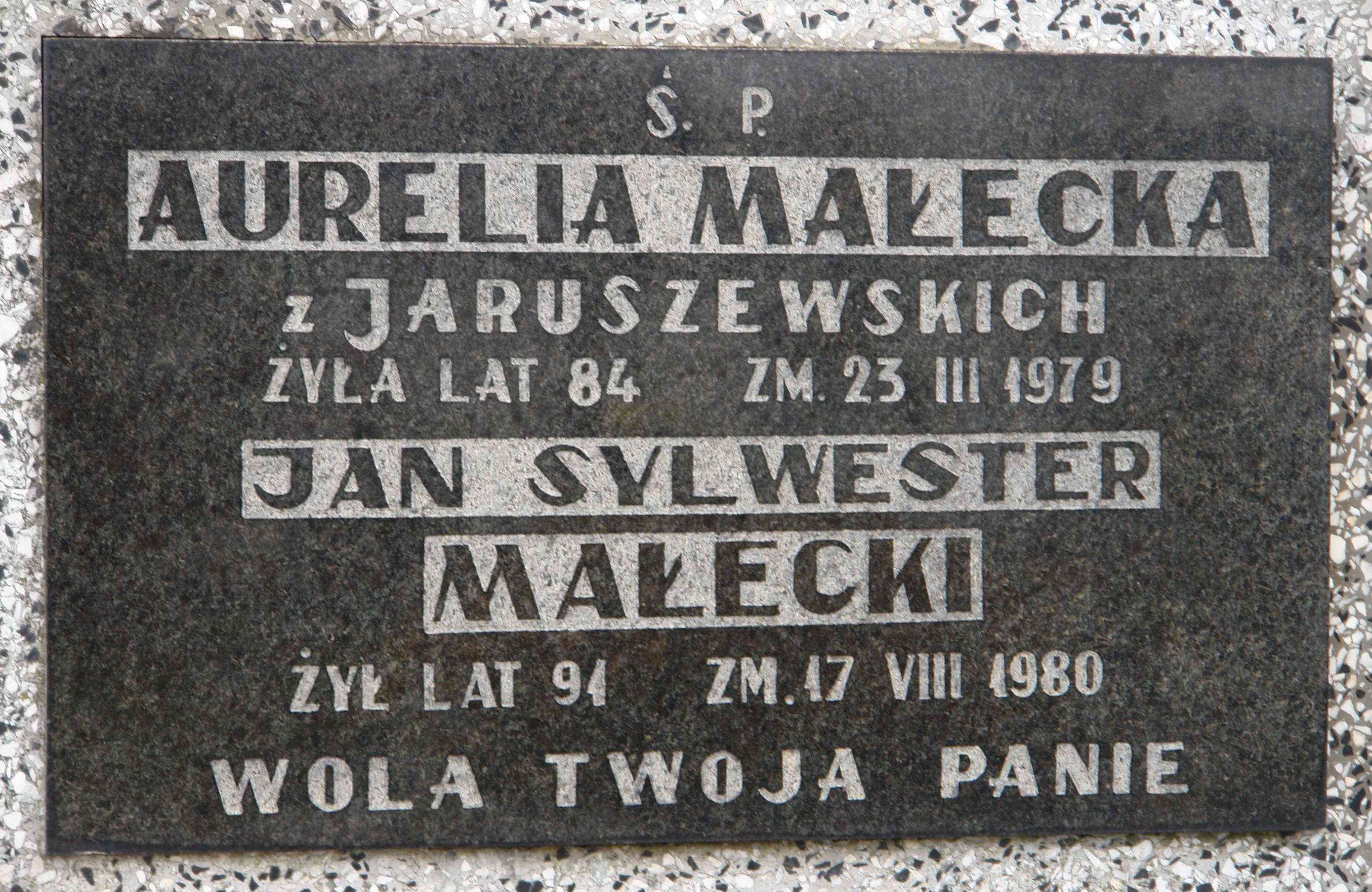 tablica nagrobna Jana Małeckiego na cm. Starym w Ozorkowie